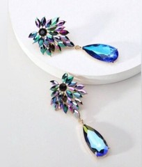Elegant Glass Natural Earrings Green Blue