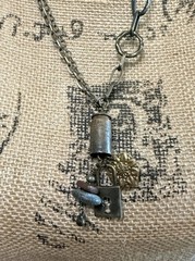 Handmade Winchester Bullet Casing Necklace Padlock Steampunk Boho