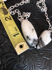 White Buffalo Turquoise Two Stone Modern Artisan Necklace 16”- 18″