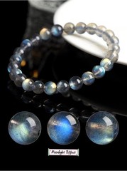 Handmade Natural Moonstone Stone Bracelet 7+mm Ice Blue Crystal Stretch Bracelet