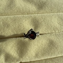 Sterling Silver 925 Garnet Gemstone LADS Sylus Statement Ring FREE Size