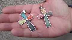 Unique Crafted Assorted Stones Cross or Pendant, Rosary Cross
