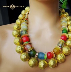 Aimee Fuller Abalone Paua Necklace Pearl Rainbow Sea Opals Statement Necklace