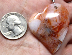 Artisan Heart Shaped Stone Pendant Necklace 20″ Sq Snake 925 Sterling Silver J9o