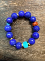 Natural Lapis Lazuli Turquoise Bracelet Large Bead Stretch Healing Crystal State
