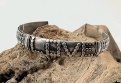Artisan Handmade LOVE 925 Sterling Silver Cuff Stacker Bracelet Sz 6¾