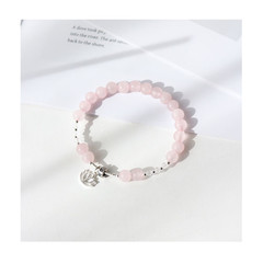 Natural Rose Quartz Bracelet 6mm Om Mani Padme Hum Lotus 925 Silver Beads Zen