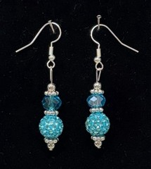 Handcrafted Turquoise Crystal Jewelry Set Necklace Bracelet Earrings Silver