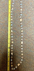 Handcrafted 29″ Beaded Necklace Copper-Tone wire links Crystals Opalite & Stone