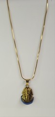 Handmade Brass King Tut Necklace Egyptian Pharaoh Blue Accent Pendant 60cm Chain