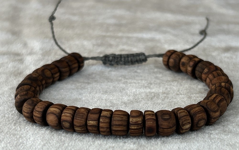 Handmade Laminate Wood Bead Bracelet Mens Adjustable Bracelet Handmade Beads NEW