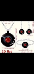 Jewelry Set Vinyl Record Picture Glass Alloy Necklace Stud Earrings Bracelet New