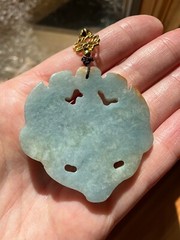 Huge Burmese Jadeite Pendant Necklace Fox Mask Handcrafted USA Seller