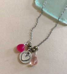 HANDMADE SUNDANCE CHARM ANTIQUED SILVER HEART NECKLACE ARTISAN GEMSTONE JEWELRY