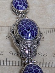 Sarda Bali Purple Coral 925 Sterling Toggle Bracelet 6.5- 8 Rare Unique Handmade