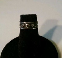 STARS AND MOON Design Adjustable Toe Sterling Silver 925 Toe Ring