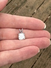 14K Moissanite Pendant Asscher Cut Artisan Handcrafted
