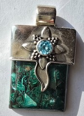 Sterling Silver Chrysocolla/Malachite Pendant