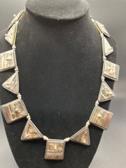 Artisan Porcelain and with silver and gold Necklace and Earrings