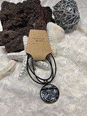 Handcrafted Polymer Clay and Resin Pendant Necklace With Silver tones 18 To20”