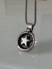 VTG Handmade 999 Sterling Silver Wax Seal Star Pendant With 925 Chain 10g