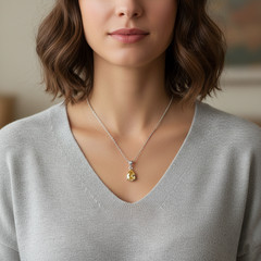 3 Ct Certified Pear Champagne Diamond Pendant ! Free Diamond Studs & Tariffs .