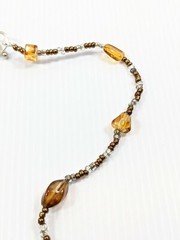 Artisan Silver Tone Brown Amber Color Glass Bead Leaf Pendant 20.5 Inch Necklace