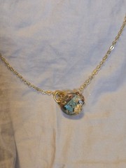 Minimalist Turquoise Pendant Necklace Artisan Made 18 In Gold Tone Chain