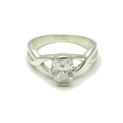 Sterling Silver Ring Hallmarked Solid 925 With 9X7mm Oval Cubic Zirconia Empress