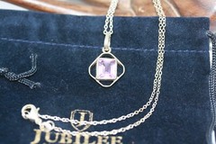 Minimalist Pink Topaz 925 Sterling Silver Mexican Necklace 45 CM 18″ Rolo Chain