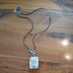 Fossilized, petrified, Coral Rectangle Pendant Necklace