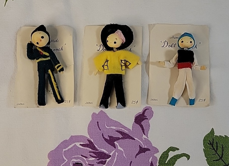 Hand Made «Doll Brooches» Set Of 3 from Japan