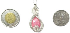 Rhodochrosite Teardrop Pendant: Sterling Silver Wire-Wrapped Necklace, Handcraft