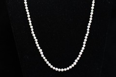Pearl 4mm x 6mm Potato Shape Natural FW Pearls White Necklace 21″ Handmade