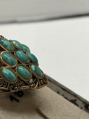 Bares Green Turquoise Bronze Large Statement Ring Size 7