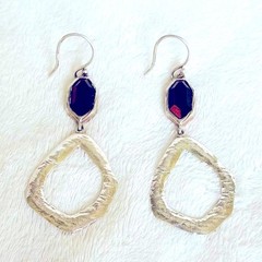 Silpada Sterling Silver Red Tiger Eye Bring the Heat Earrings Hammered Geometric