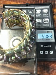 Heavy Artisan Wire Wrapped Multi Color Freshwater Coin Pearl Statement Cuff5.7oz