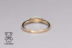 Minimalist Marquise Australian Solid Opal Diamond Ring 18K Yellow Gold