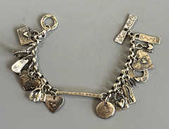 JES MAHARRY Sundance Catalog Sterling Silver LOADED 18 CHARM Bracelet Hearts 41g