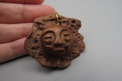 Studio Art light Clay Moon/Face Brown Pendant Artist folkart Jewelry Fashion