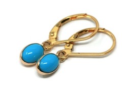 Arizona Turquoise 14K Gold Filled Oval Drop Lever-back Earrings