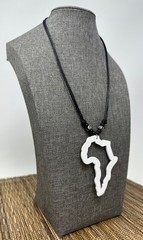 White Africa Necklace Pendant – Handmade Unisex Wooden Jewelry | Adjustable