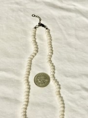 HAND KNOTTED IRREDESCENT WHITE QUARTZ FACETED RONDELLE BEAD NECKLACE 16.25-18”
