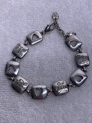 Brighton~Silver Tone LOVE TE AMO AMOUR Open Heart Bracelet Retired
