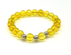 Handmade 10mm Citrine Gemstone and Sterling Silver Bead Success Bracelet