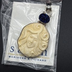 Sajen 925 Sterling Silver Mother of Pearl & Druzy Stone Cameo Goddess Pendant