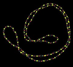 Handmade Black Red Yellow And Green Glass Beaded Necklace
