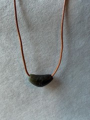 Handmade Green brown Jade Necklace, Raw Nephrite Adjustable leather Cord boho
