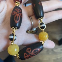 Tibetan Agate Dzi bead necklace 已開光火供降魔杵天珠