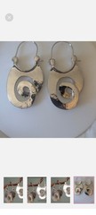 Handmade Artisan Modernist Spiral Drop Earrings Hammered Silver Boho Statement